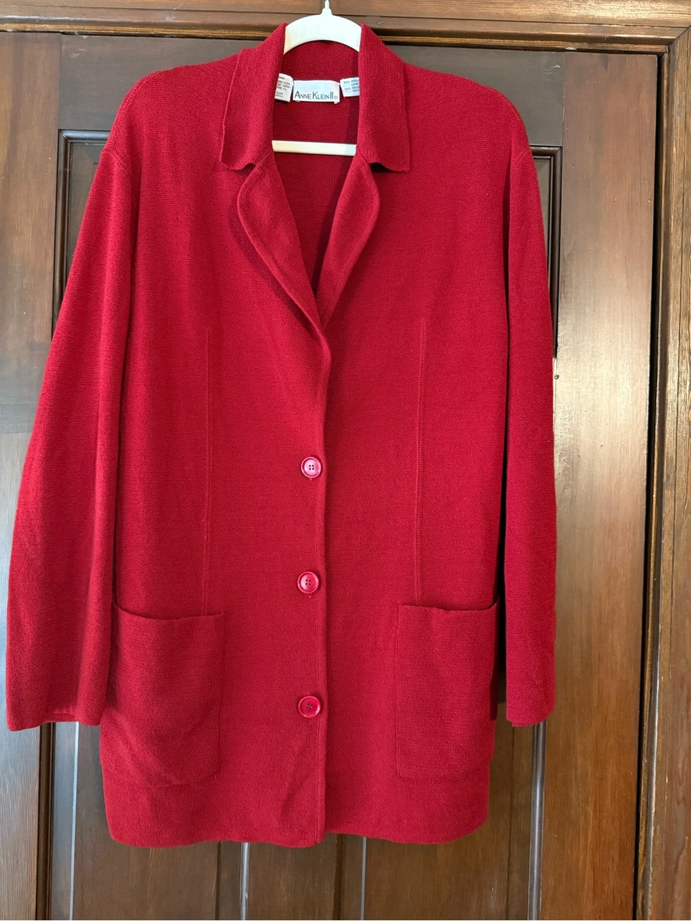 Anne Klein Deep Red Knit Cardigan